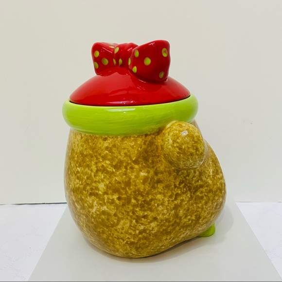 Girl Sock Monkey Ceramic Cookie Jar Real Home Earthenware Red Smiley Face. - Picture 13 of 13